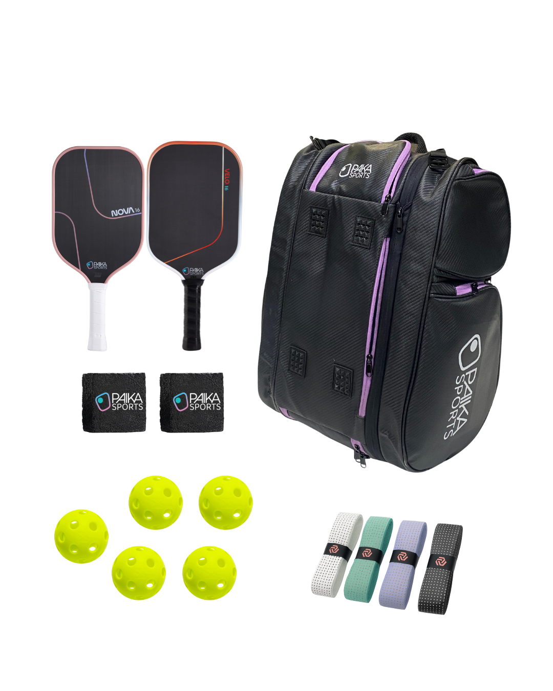 Holiday Deluxe Set (any 2 paddles + bag + 2 erasers + 4 overgrips)