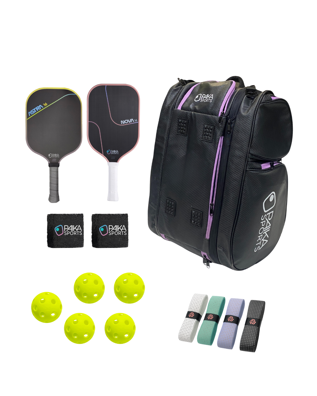 Holiday Deluxe Set (any 2 paddles + bag + 2 erasers + 4 overgrips)