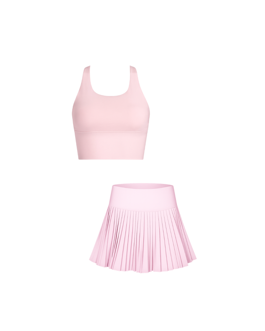 LightFit Strap Sports Bra and Swift Pleated Pickleball Skirt Set