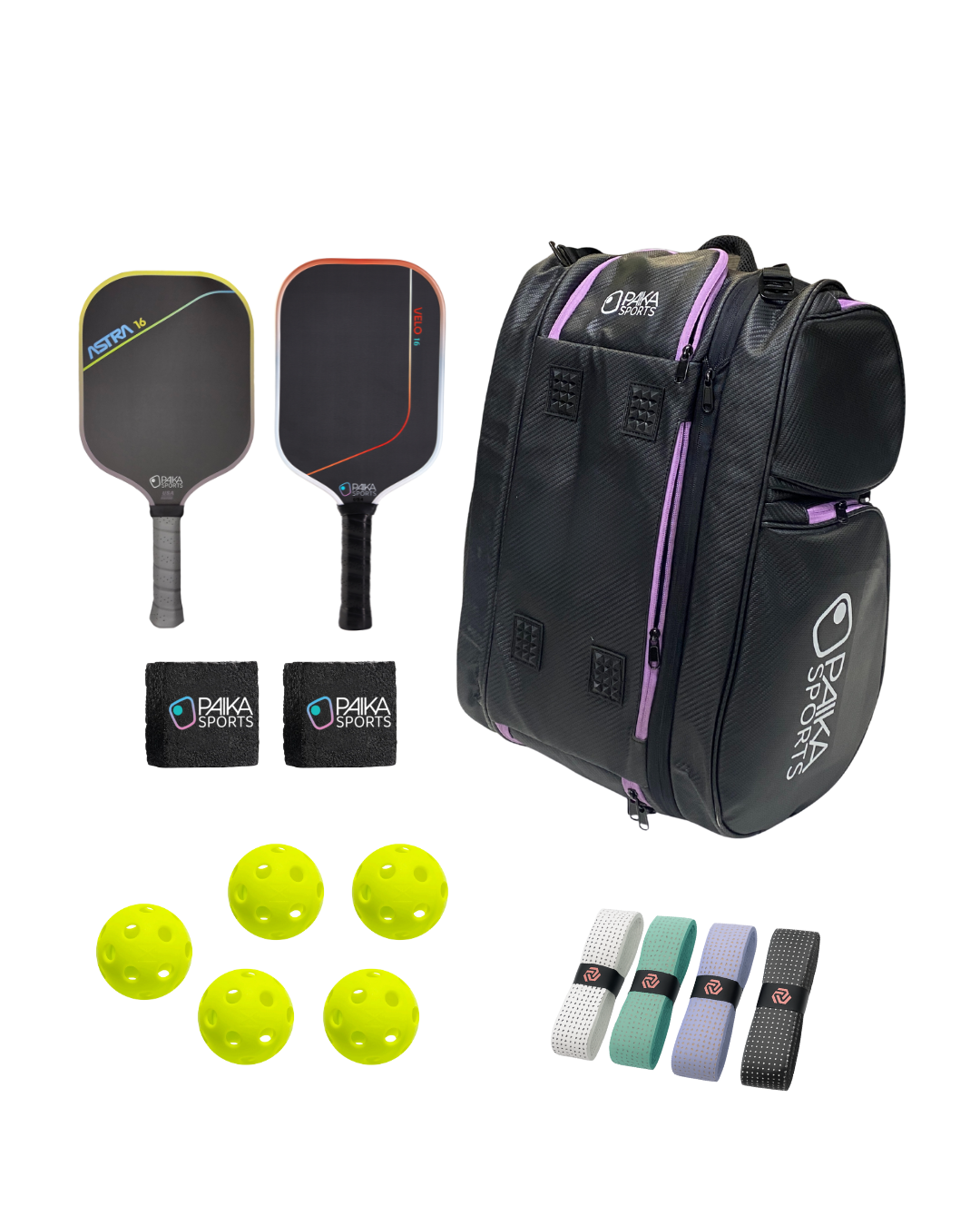 Holiday Deluxe Set (any 2 paddles + bag + 2 erasers + 4 overgrips)
