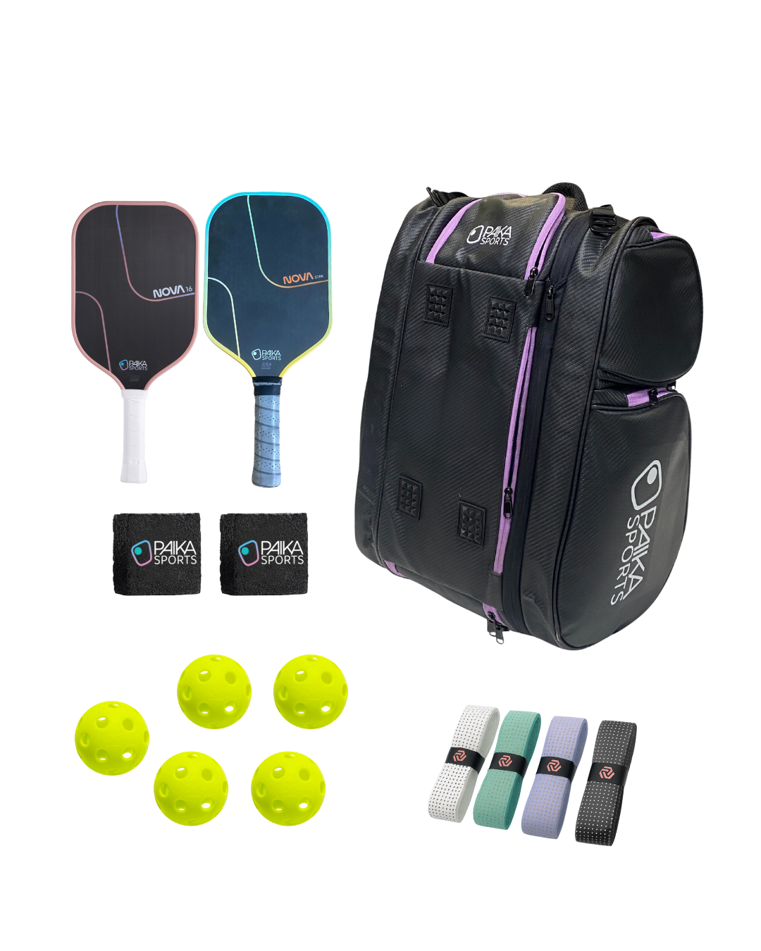 Holiday Deluxe Set (any 2 paddles + bag + 2 erasers + 4 overgrips)