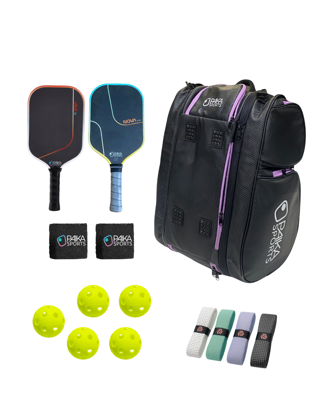 Holiday Deluxe Set (any 2 paddles + bag + 2 erasers + 4 overgrips)