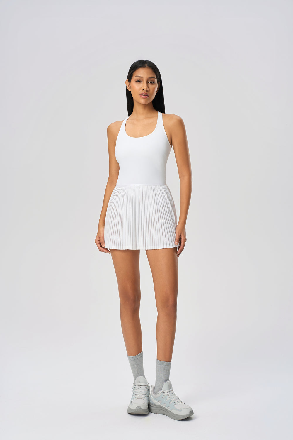 Summer Athletic Pleated Dress with Built-in Bra