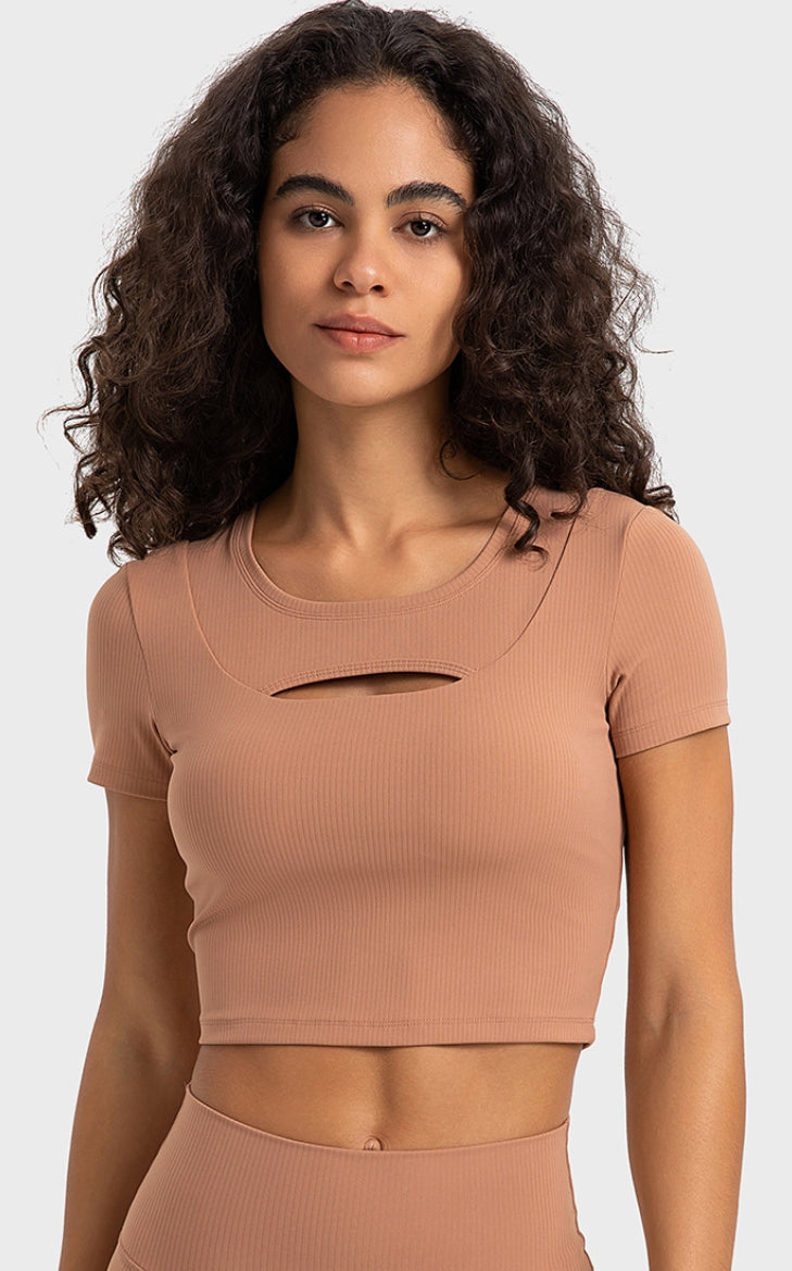 Summer Cut-Out Ribbed Active Tee